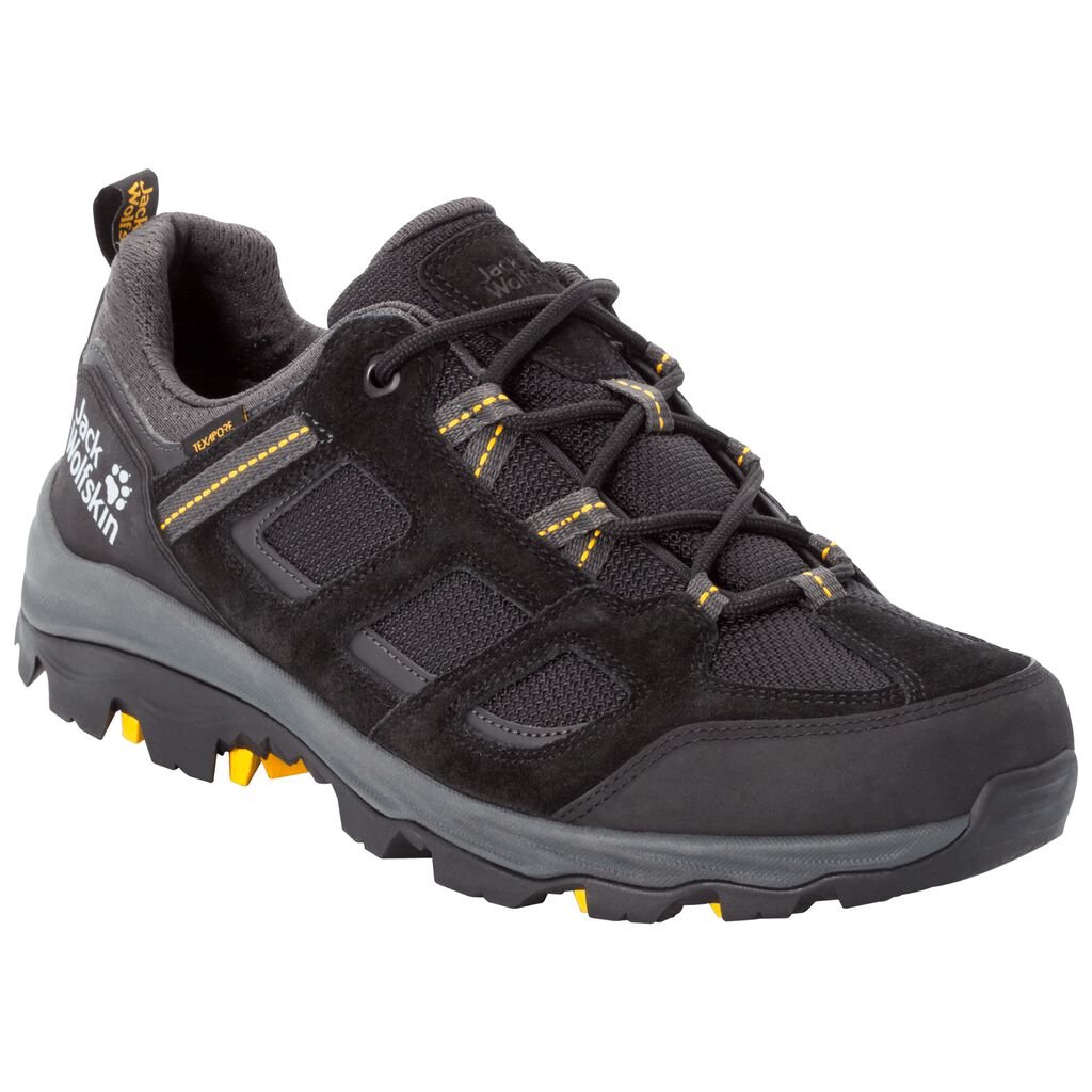 Jack Wolfskin VOJO 3 TEXAPORE LOW Férfi Túracipő Fekete/Sárga - RYBPEH-382